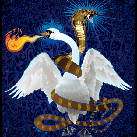 Fire Breathing Swan & King Cobra High Quality Giclée Prints